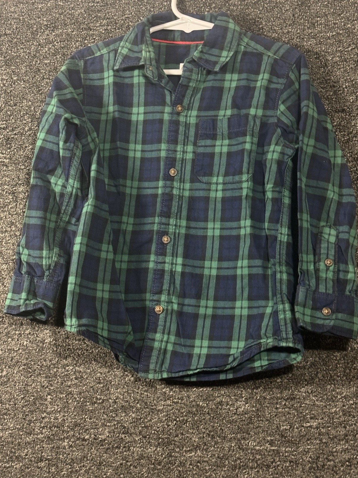 Carter’s Green & Blue Plaid Button Up Long Sleeve Shirt Size 4T