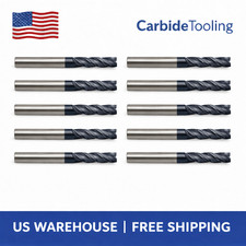 10 Pack 5/16" Soild Carbide End Mills - TiALN Coated - 4 Flute Center Cutting