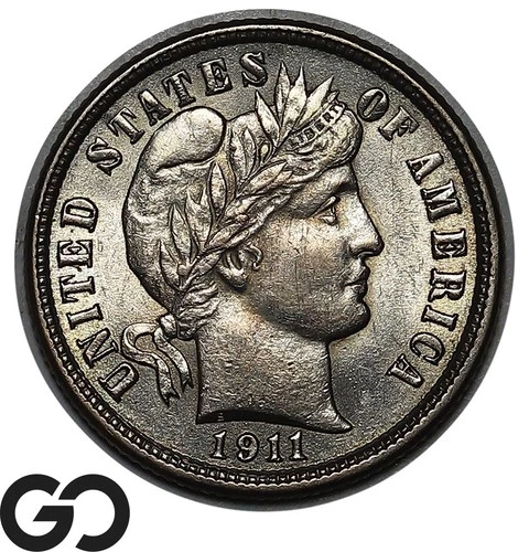 1911 Barber Dime, Very Nice Gem BU++, Great Strike