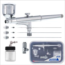 3 Tip Side & Suction Side-Feed DUAL-ACTION AIRBRUSH SET KIT Auto Hobby