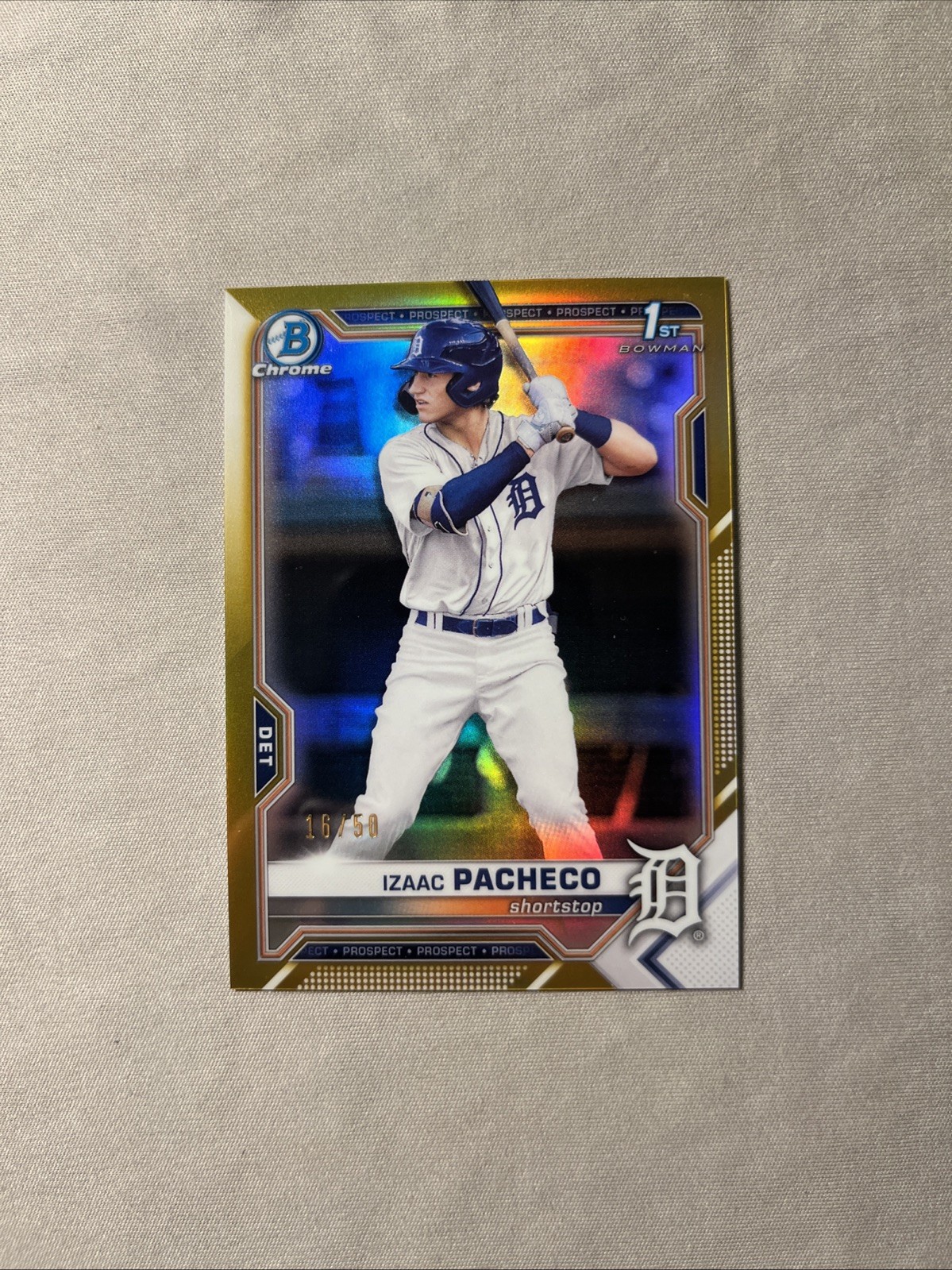 2021 Bowman Chrome Draft Izaac Pacheco Gold Refractor #/50 #BDC-46