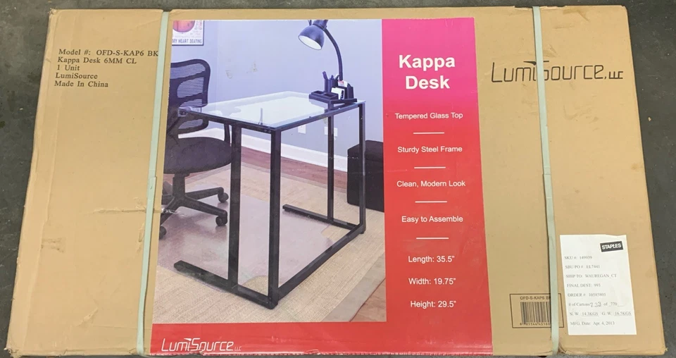 Офисный стол Lumisource Kappa со стеклянным верхом и металлической рамой - Изображение 2 из 4