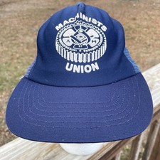 Machinists Union Hat Mesh Snap Back Trucker Blue Vintage Foam Integrity Poor