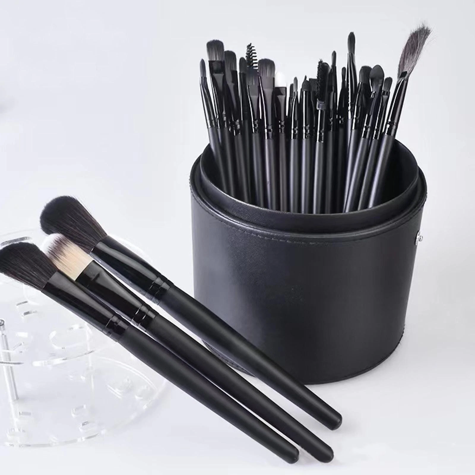 Makeup Brush Holder Organizer with Lock Lid Waterproof Cosmetic Display Case