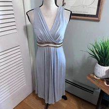 A PEA IN THE POD Womens Dress Small Maternity Gray Sleeveless V-Neck Beaded Boho