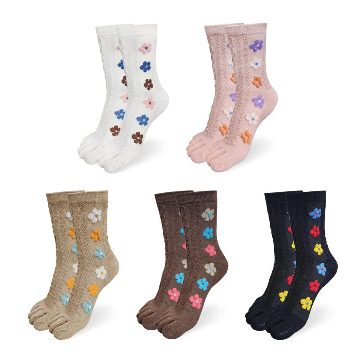 Women Girls Toe Socks Five Fingers Colorful Ankle Athletic Running Sock