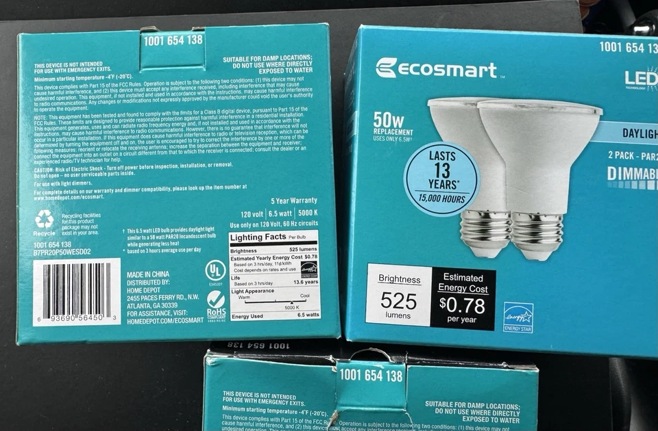 EcoSmart 50W Equivalent PAR20 Dimmable LED Light Bulb Daylight 2 Pack - Image 3 of 3