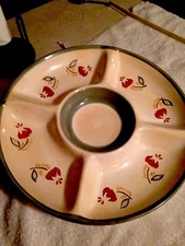 LARGE TUSCANY HAND PAINTED PLATTER ,-CHIP & DIP 15" -K.I.C.-BRUSHES-EUC