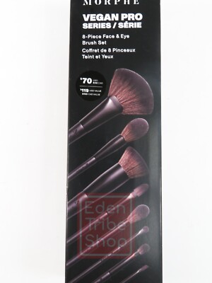 Morphe Vegan Pro Series 8 Piece Face and Eye Brush Set Black