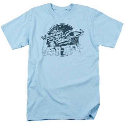 Star Trek Retro Enterprise T Shirt Licensed Sci-Fi TV Classic Tee New Light Blue