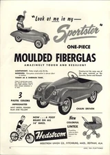 1954 PAPER AD Hedstrom Fiberglas Sportster Bike Carriage AMF Junior Trike Tow 