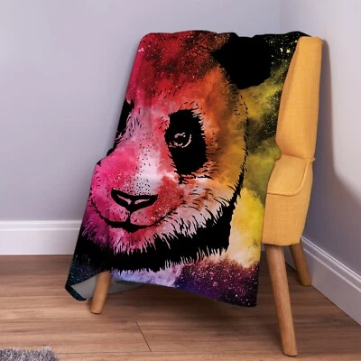 Panda Colour Explosion Design Soft Fleece Throw Blanket