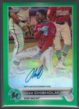 22 Topps Chrome Veteran Autographs Green Refractor #CVA-JCJ Jazz Chisholm Jr /99