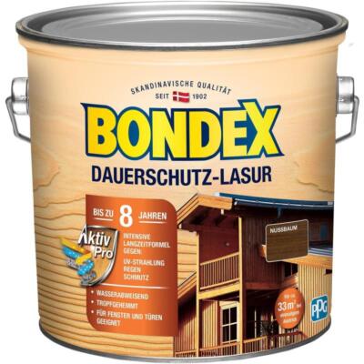 BONDEX Dauerschutz-Lasur 2,5 L Wetterschutz Nussbaum Holzschutz