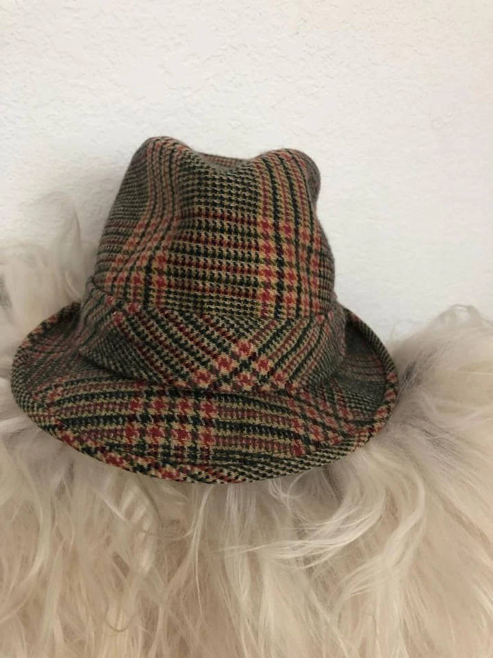 GOLDEN COACH BY DOBBS Vintage Cashmere Fedora Hat size 6 3/4 Tartan Plaid - Image 2 of 3
