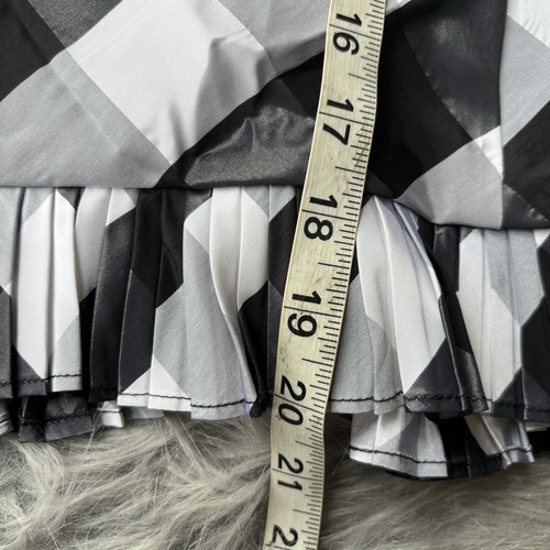JS Boutique Blouse Sz 8 Black White Plaid Sleeveless Belt Wrap Frilly Womens - Picture 5 of 6