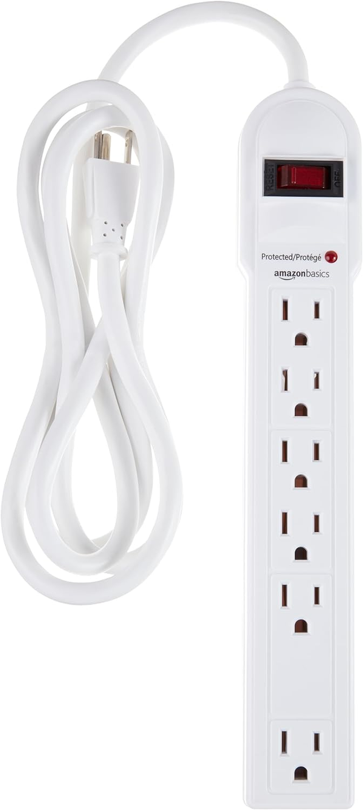 Rectangular 6-Outlet Surge Protector Power Strip, 6-Foot Long Cord, 790 Joule -