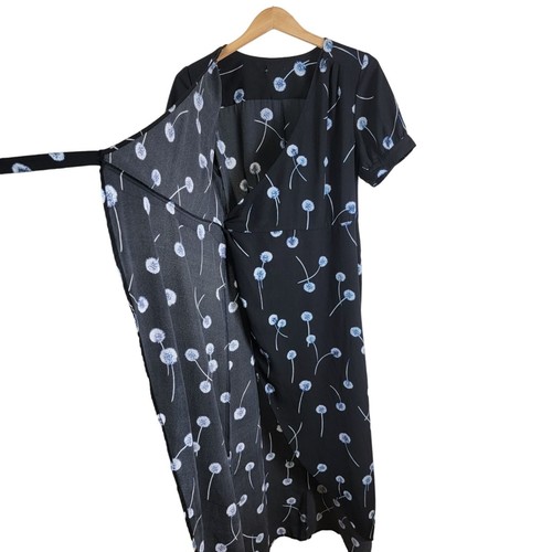 Tildon Wrap Maxi Dress Size S Black Floral V Neck Short Sleeve Nordstrom - 第 3/8 張圖片