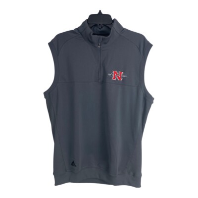 Adidas Mens Jacket Size Medium Gray Vest Nicholls State University 1/4 Zip Shirt