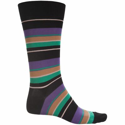 Pantherella Cotton/Nylon Multi Wide-Stripe Mens Socks Mid Calf Size Mens Medium