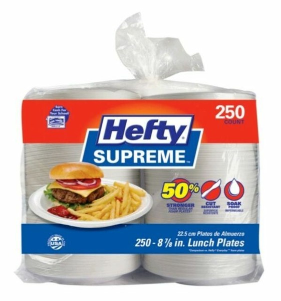 Hefty Supreme Foam Plates 250 Ct Heavy Duty Soak Proof Disposable