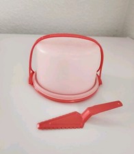 Vintage Tupperware Toy Kids Mini Cake Taker Saver Keeper with Spatula Pink