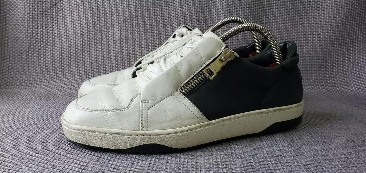 GUCCI 408612 Black White Leather Lace Up Zip Hudson Sneakers Sz 7UK 8US