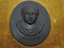 Seltenes Wedgwood & Bentley Portrait Medaillon in schwarzem Basalt von Posidippus um 1768