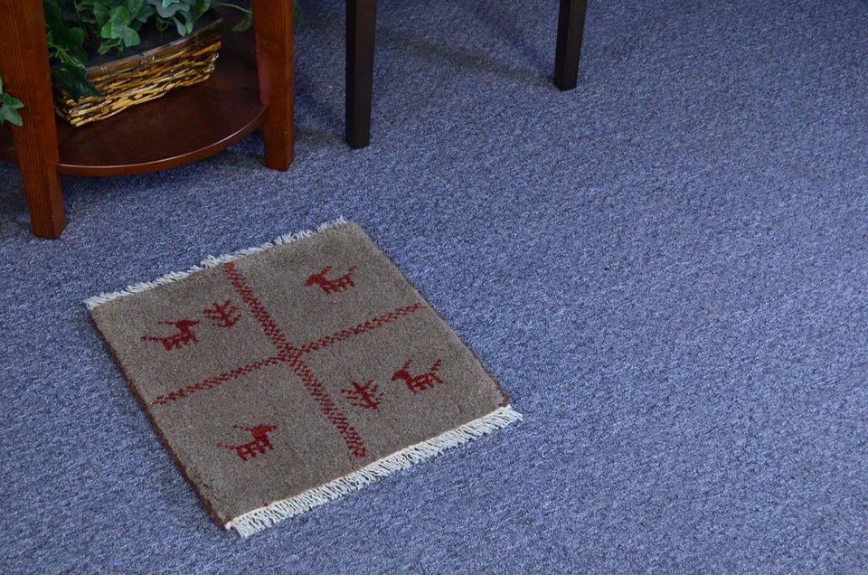 1英尺3英寸x1英尺3英寸传统羊毛手工打结东方部落地区地毯Gabbeh地毯 — 第 3/4 张图片