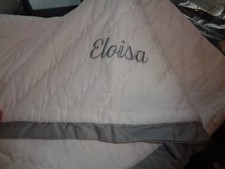 Pottery Barn Kids crib Colton gray trim quilt monogram Eloisa New wo tag