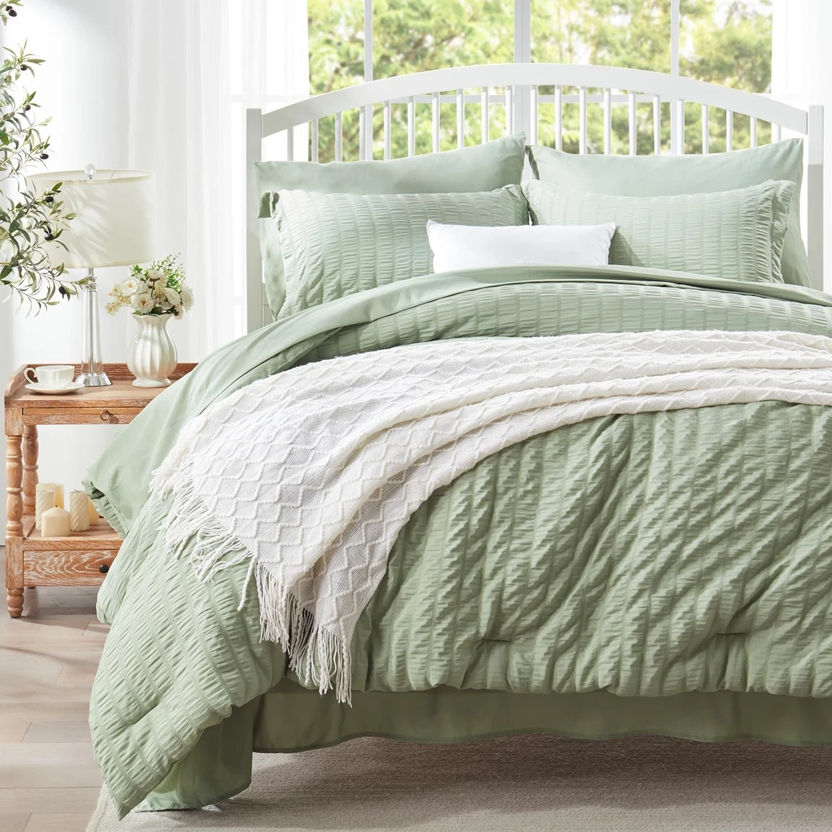 Sage green bed in a bag deals