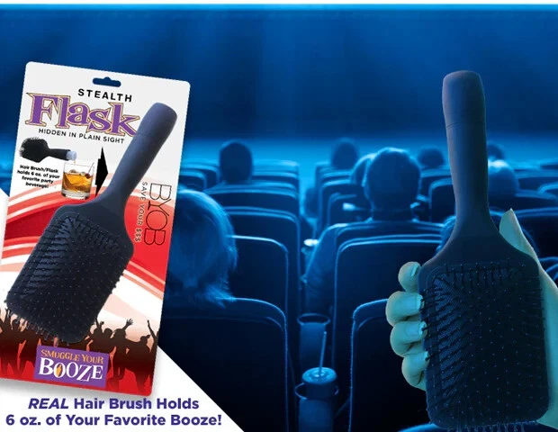 Contrabandea tu bebida esconde alcohol con cepillo de pelo falso frasco concierto festival plástico Foto 3 de 4