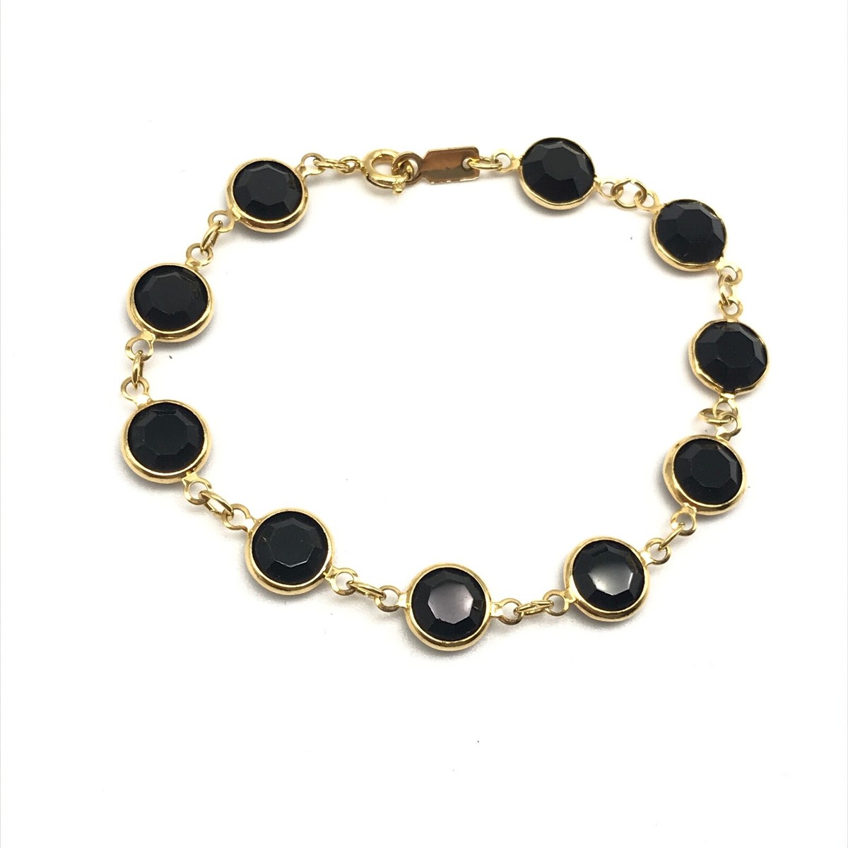 アクセサリー Swarovski Gold Bracelet Swarovski Vintage Black Crystal Gold Tone Chain Link
