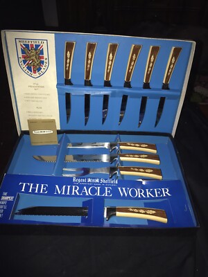 Vintage Regent Sheffield English Cutlery 10 Pc The Miracle Worker Knife Set NIB