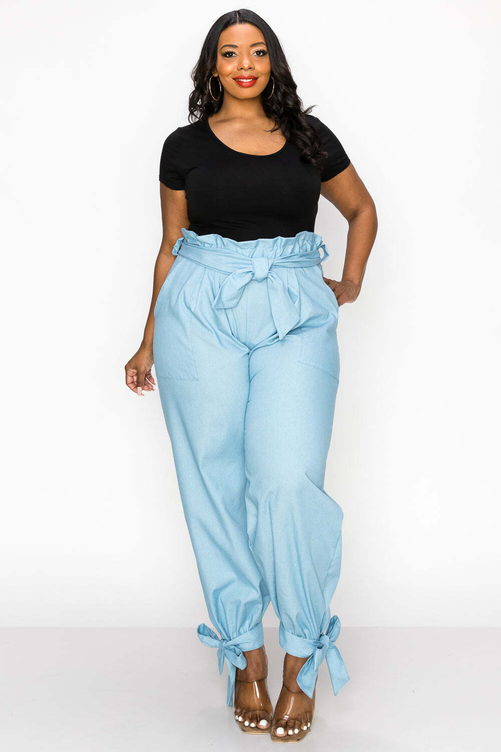 PLUS SIZE Lightweight Denim Paperbag Pants 1X 2X 3X | Made in USA | eBay