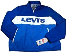 Levi’s Retro Windbreaker Spell Out Full-Zip Taslan Lined Jacket Blue Large New