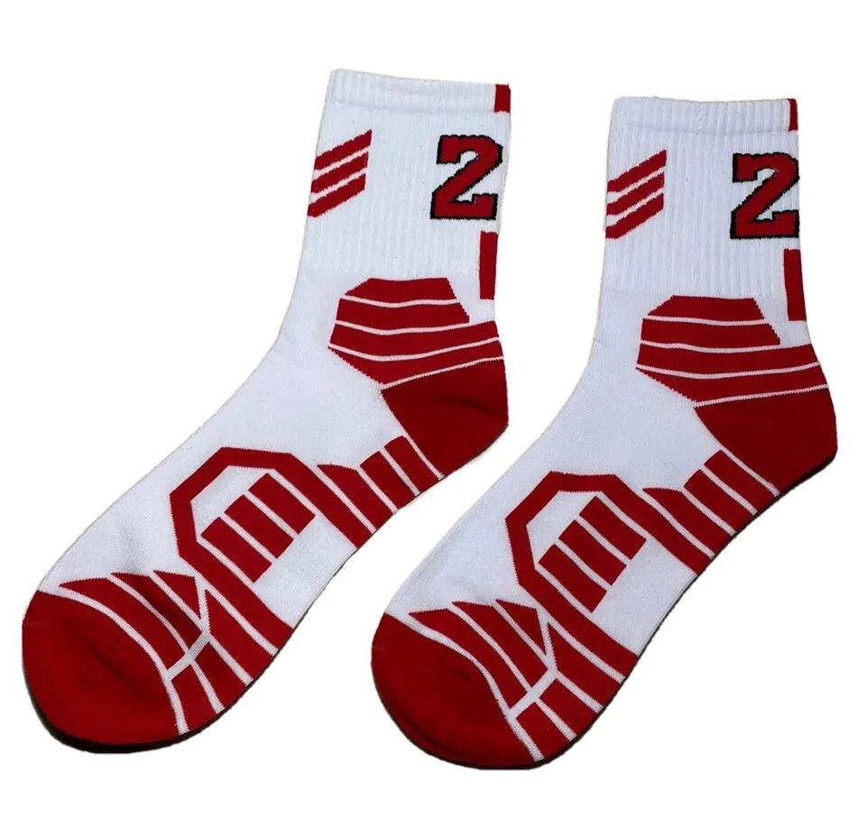 MICHAEL JORDAN BASKETBALL SOCKS 23 WHITE RED CHICAGO BULLS NBA
