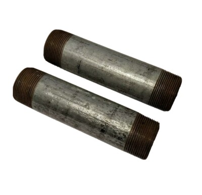 Lot (2) Threaded Steel Pipe Nipples 7 in. Length NPT 1-5/8 in. ID 1-7/8 in. OD