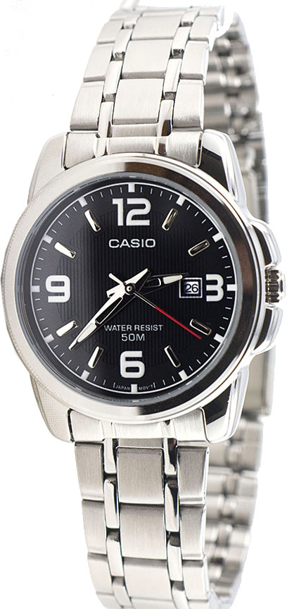 Casio LTP-1314D-1AV Ladies Black Watch Stainless Steel Band Date Display New