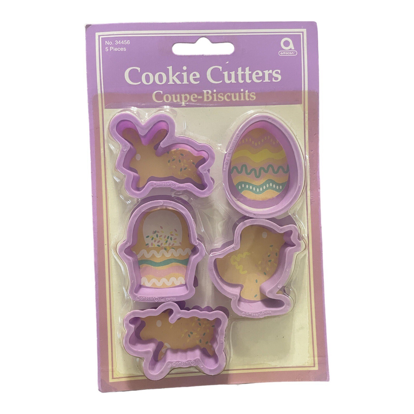 Vintage Amscan Cookie Cutter Set of 5 Easter Egg Lamb Bunny Chick