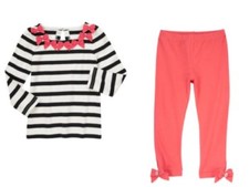 Gymboree Purrfectly Fabulous Bow Tee Shirt  Coral Leggings Set Girls 5 NEW NWT
