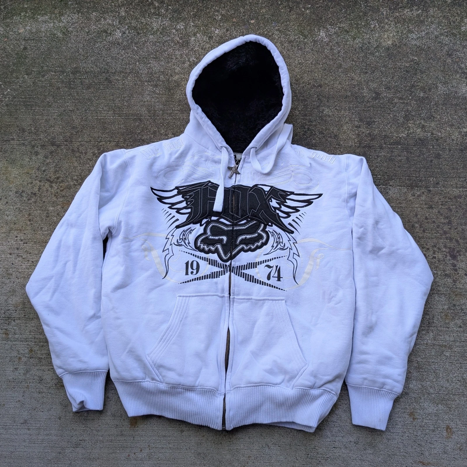 Fox Racing Sasquatch Brooklyn Full Zip Hoodie Faux Fur Lined White Black Men's L
Opens in a new wind