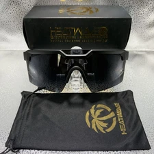 HeatWave Future Tech Shield Sunglasses Black Metallic Lens, Z87+ (non polar)
