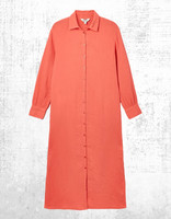 Women’s J0ules Shirt Dress Long Sleeve Button Through Cotton Peach Pink Size M