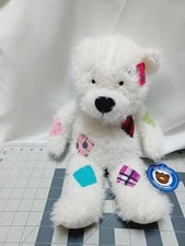 A & A Global Industries White Teddy Bear Patchwork Soft Plush 16" Stuffed Fuzzy