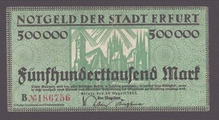 Erfurt Stadt; 500.000 Mark vom 20. August 1923; Serie „B"