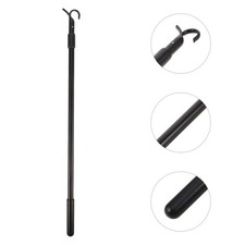 Curtain Telescopic Pull Rod with Hook, 13.8-23.6 InchBlack Aluminum Alloy