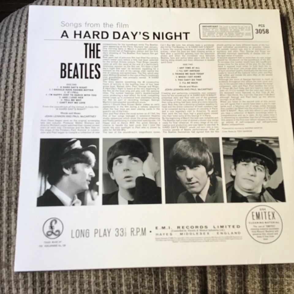 THE BEATLES A HARD DAYS NIGHT LP 2012 PARLOPHONE U.K. REISSUED PRINT 13TRX - Image 2 of 4