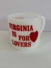 Vintage Federal Milk Glass Mug Virginia for Lovers Souvenir Red White Misprint