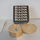 Vtg BULOVA Lady Liberty Gold 20 Dollar Coin Stack Wind Alarm Clock JAPAN NOS